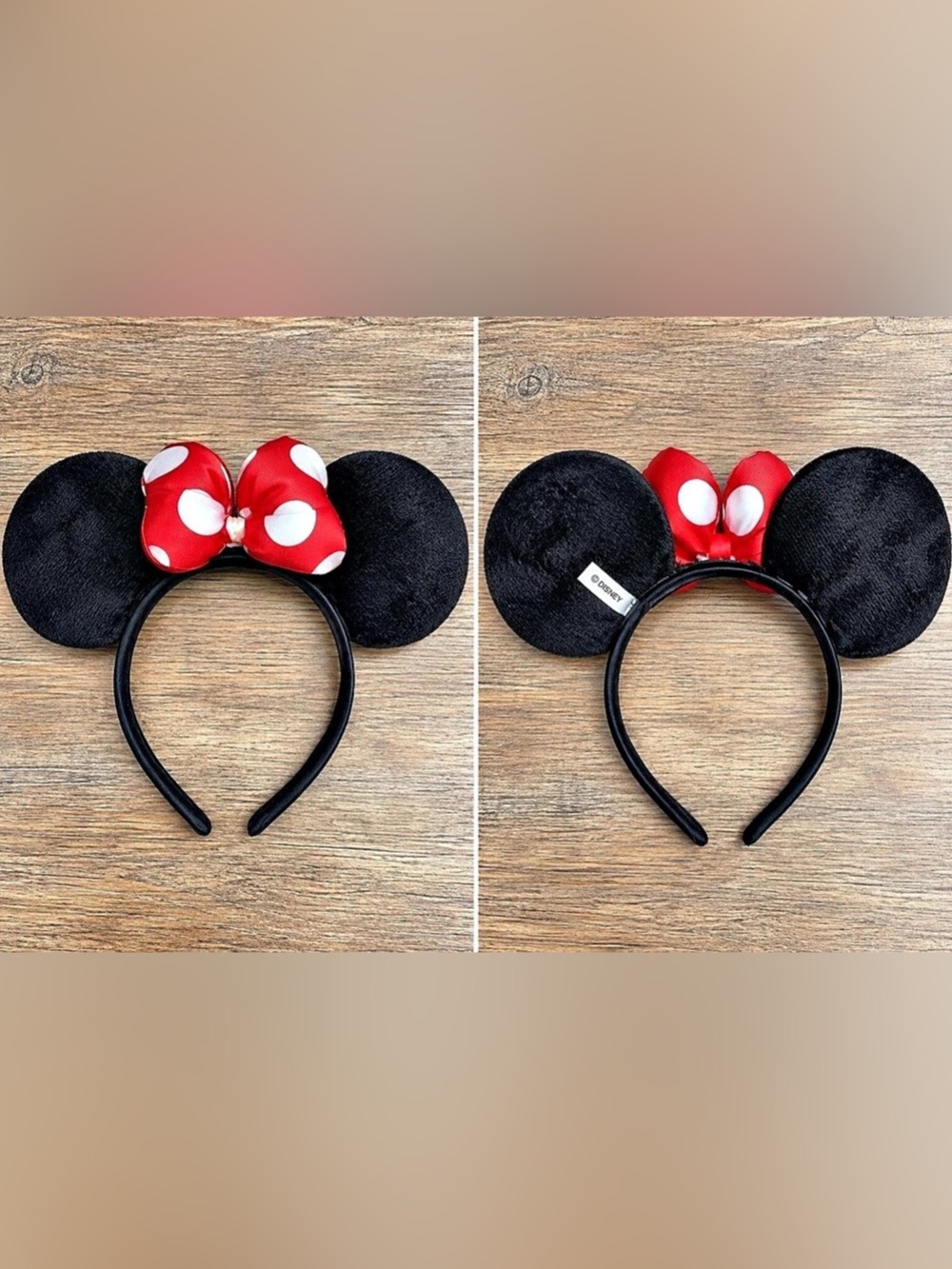 Disney Minnie Mouse Ears Headband Red White Polka Dot Bow
